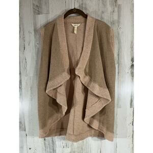 Matilda Jane Womens Waterfall Cardigan Sweater Vest Size Small Tan Khaki Nude